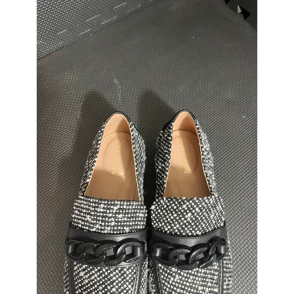 Cole Haan Stassi Chain Tweed Loafer Flat Slip On Black White Boucle Size 8.5 - Picture 3 of 8